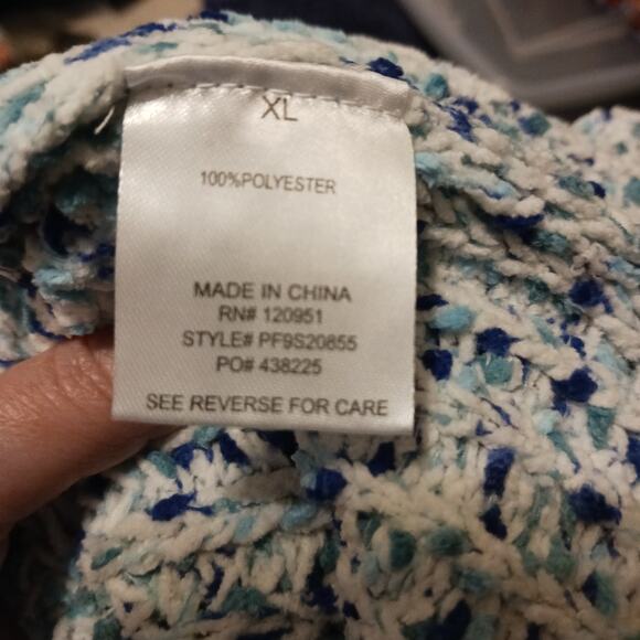 Pink Rose Ivory/ Teal Blue Chunky Knit Sweater Sz XL- NWT - Picture 14 of 15